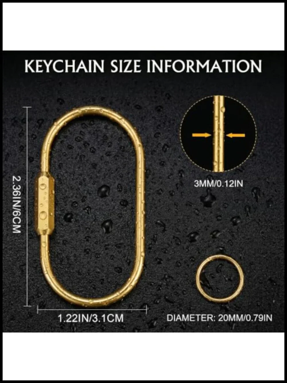 8-Pack Solid Brass Key Rings with Screw Lock & 10 O-Rings